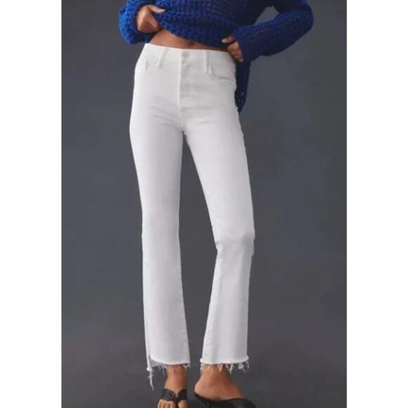 MOTHER The Insider Crop Step Fray Size 26 Fairest of Them All White Denim Jeans - Picture 1 of 12